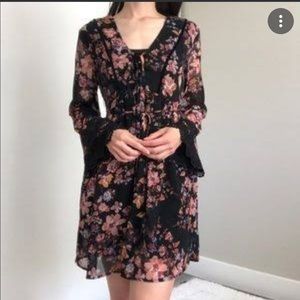 Xhilaration burgundy v neck floral print dress